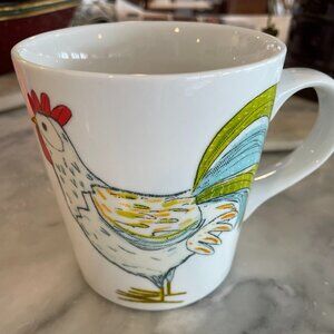Crate & Barrel Rooster "Rise & Shine" Coffee/Tea Mug.
